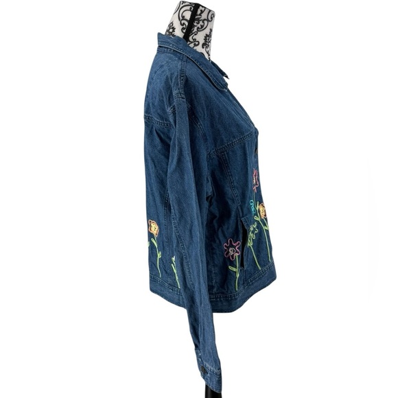 Vintage Mandal Bay Embroidered Floral Denim Jacket 100% Cotton Boho Cottagecore - Picture 5 of 12